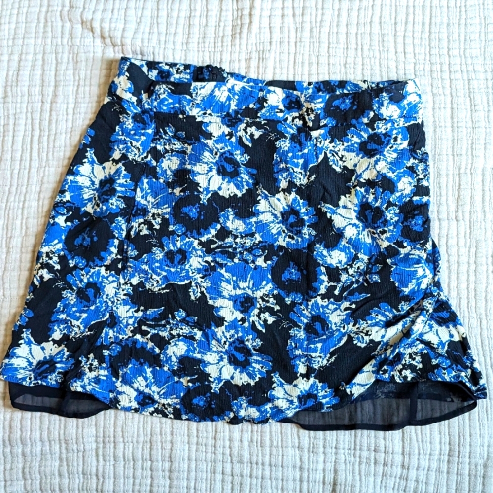 Blue floral anthropology skirt